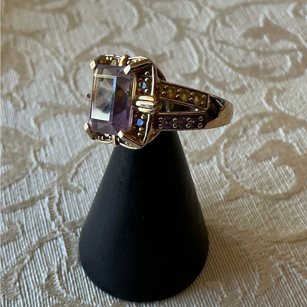 Ametrine vintage ring size 7.75-8? sterling silver w/ gold layer over 925 Estate - Picture 3 of 14